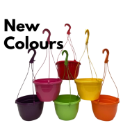 6 x 20CM PLASTIC HANGING BASKETS [VARIOUS COLOURS]